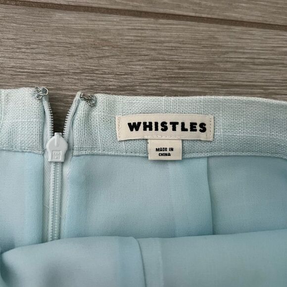 Whistles Linen Blend Skirt Preppy size 6 Light Baby Blue - Picture 4 of 6